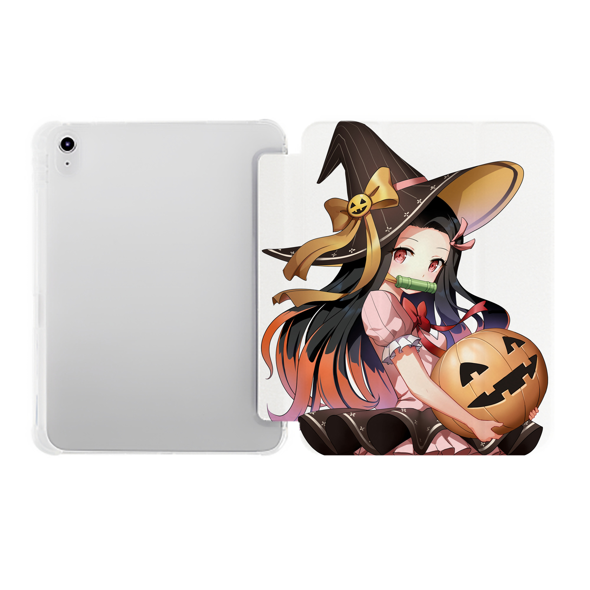 （画像用） 鬼滅の刃（きめつのやいば）竈門 禰󠄀豆子／かまど ねずこ Kamado Nezuko IPad ケース ペン収納付き 三つ折りスタンド PUレザー×シリコン 対応機種9.5/10.5/10.9インチ